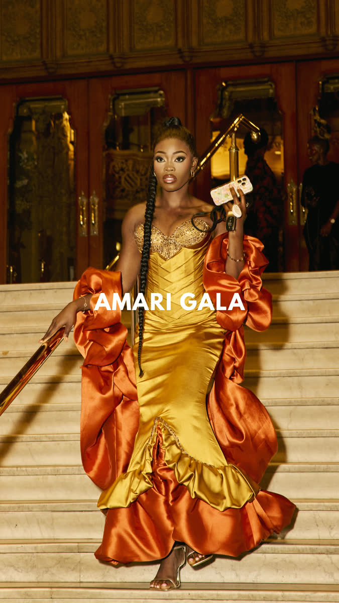 Guest in an orange gown