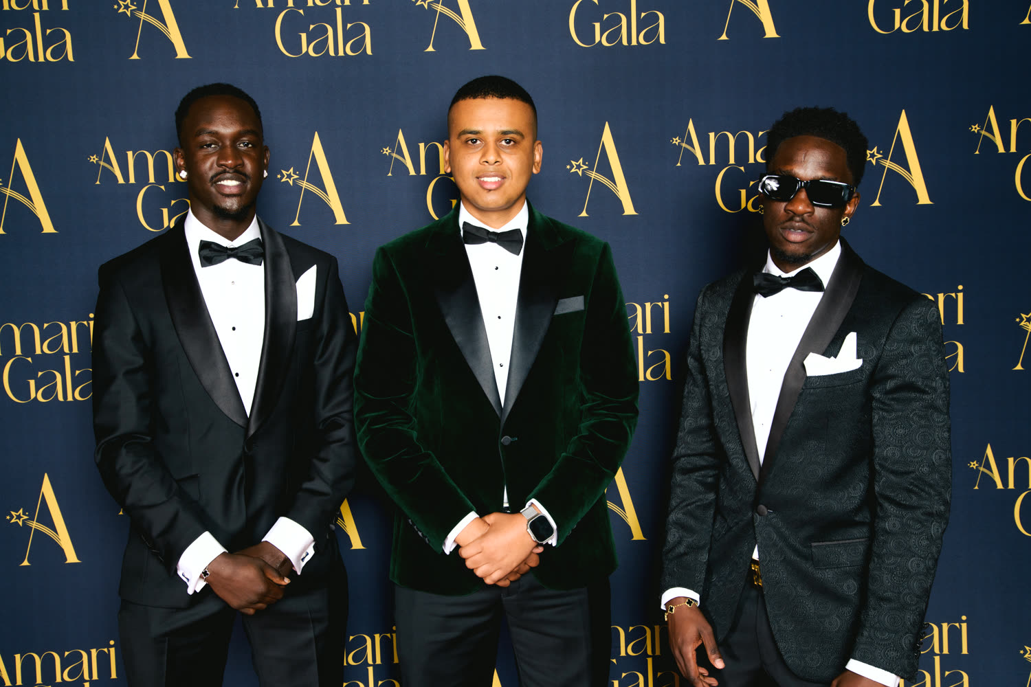 Three guests in black tie